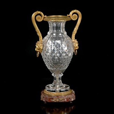 Lot 428 - Empire Style Gilt-Bronze Mounted Cut Glass Urn...