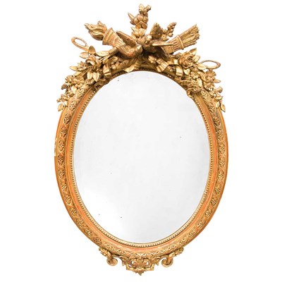 Lot 140 - Louis XVI Style Gilt-Wood Mirror The oval...
