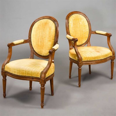 Lot 336 - Pair of Louis XVI Beechwood Fauteuils en...