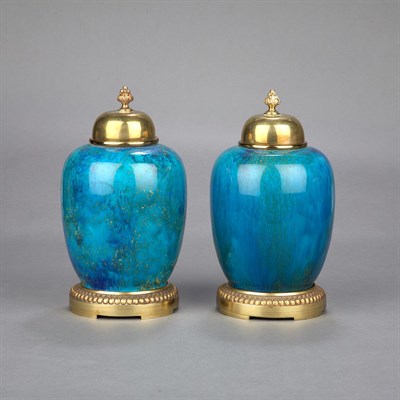 Lot 138 - Pair of Sevres Gilt-Metal Mounted Porcelain...
