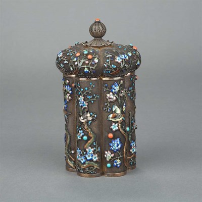 Lot 271 - Continental Enameled Silver Box Of pagoda form,...