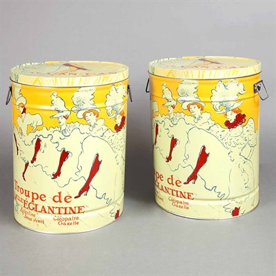 Lot 1132 - Pair of Metal Canisters Depicting Can-Can...