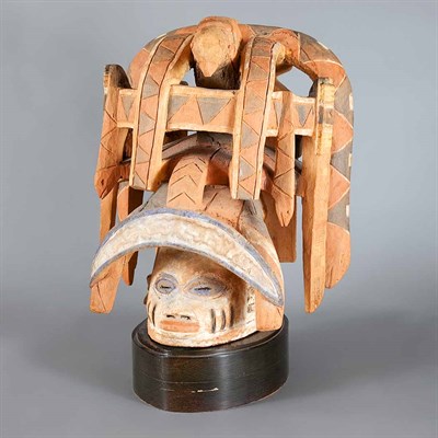 Lot 1103 - African Painted Pottery Tribal Head Wearing an...