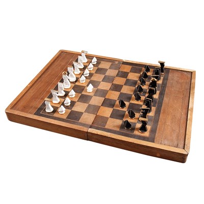 Lot 1101 - Painted Wood Reversible Chess Board/Backgammon...