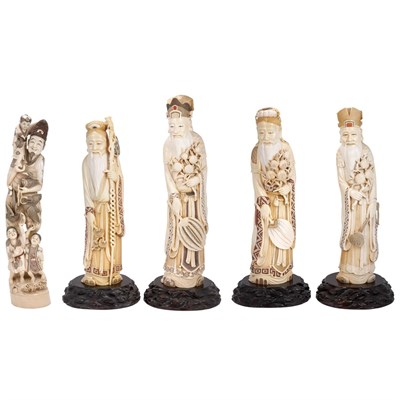 Lot 175 - Group of Five Asian Ivory Figures Height of...