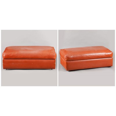 Lot 1115 - Pair of Leather Upholstered Ottomans