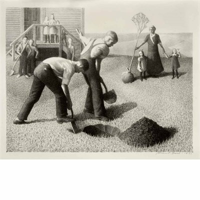 Lot 255 - Grant Wood (1891-1942) TREE PLANTING GROUP...