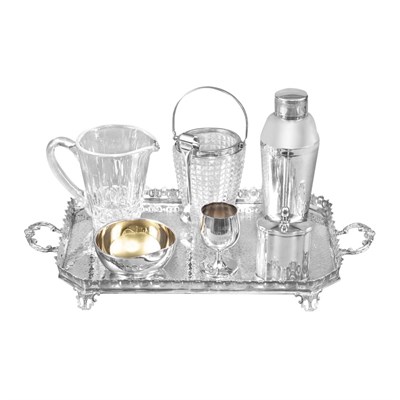 Lot 1123 - Group of Silver Plate and Glass Bar...