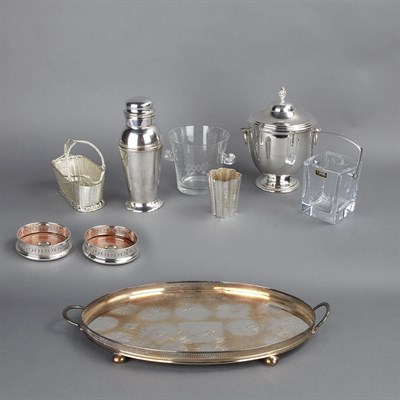 Lot 1122 - Group of Silver Plate and Glass Bar...