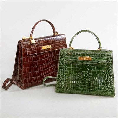 Lot 1142 - Two Hermes Style Embossed Leather Handbags