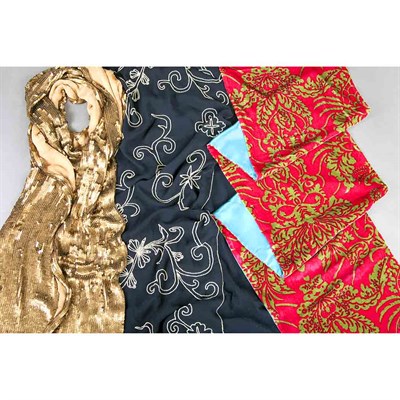 Lot 1143 - Group of Three Lady's Scarfs Including a...