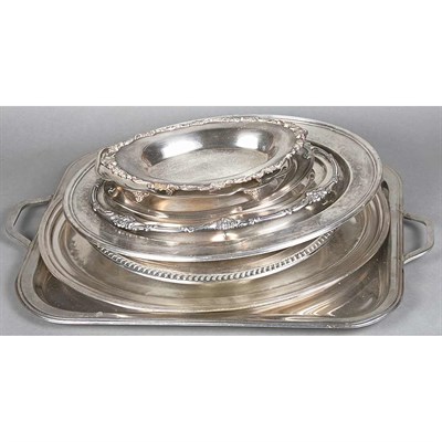 Lot 1231 - Group of Eight Silver Plated Serving Trays...