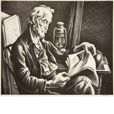 Lot 136 - Thomas Hart Benton (1889-1975) OLD MAN READING...