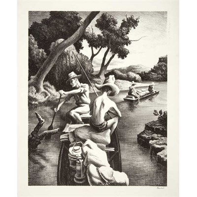 Lot 129 - Thomas Hart Benton (1889-1975) DOWN THE RIVER...