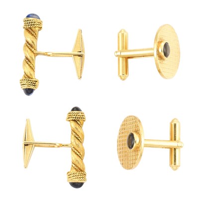 Lot 170 - Two Pairs of Gold and Gem-Set Cufflinks