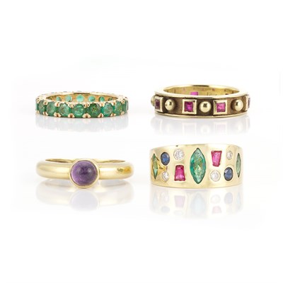 Lot 431 - Seven Gold and Gem-Set Rings