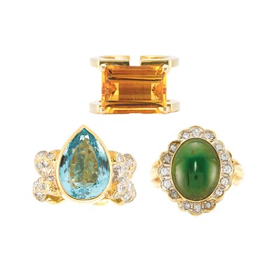 Lot 166 - Three Gold, Gem-Set and Diamond Rings