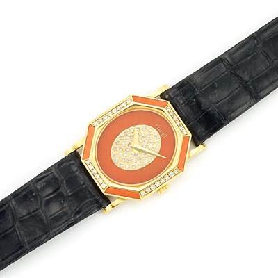 Lot 483 - Gold, Coral and Diamond Wristwatch, Piaget
