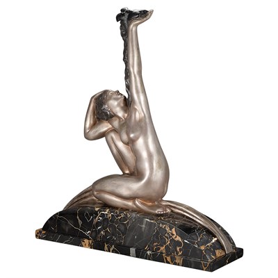 Lot 435 - Art Deco Silvered Bronze Figure of a Bather...