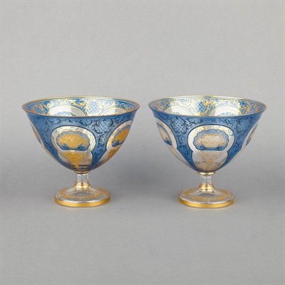 Lot 390 - Companion Pair of Continental Gilt, Blue...