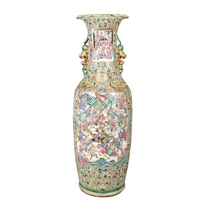 Lot 312 - Chinese Famille Rose Porcelain Temple Vase...