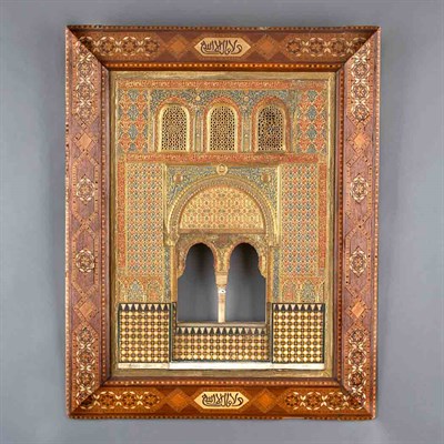 Lot 456 - Spanish Inlaid and Painted Panel of Alhambra...