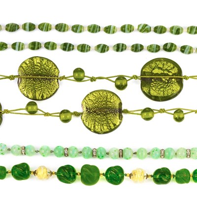 Lot 1193A - Group of Assorted Green Glass and Plastic Bead Necklaces