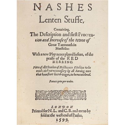 Lot 158 - [ELIZABETHAN LITERATURE] NASHE, THOMAS. Nashes...