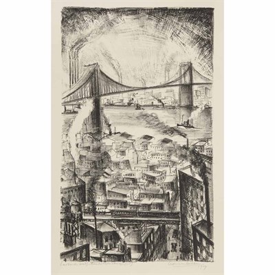 Lot 412 - Adriaan Lubbers EASTSIDE WITH MANHATTAN BRIDGE...