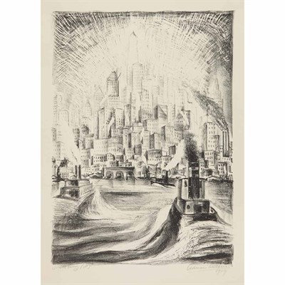 Lot 414 - Adriaan Lubbers SOUTH FERRY Lithograph, 1929,...