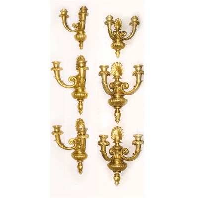Lot 189 - Set of Six Neoclassical Style Gilt-Bronze...