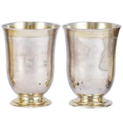 Lot 407 - Pair of Franco-German Silver Gilt Beakers...