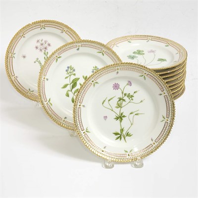 Lot 553 - Set of Twelve Royal Copenhagen Flora Danica...