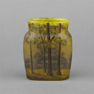 Lot 365 - Daum Acid Etched and Enameled Glass Miniature...