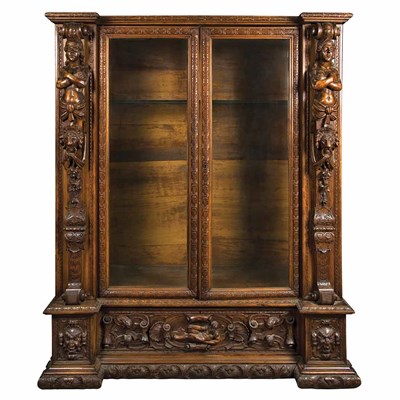 Lot 206 - Renaissance Revival Carved Mahogany Cabinet...