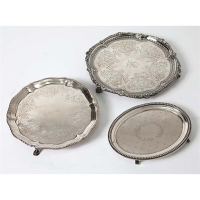 Lot 284 - Two English Silver Salvers 19th Century;...