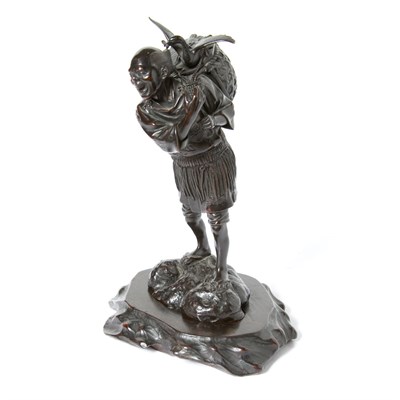 Lot 573 - Japanese Bronze Figure of a Falconer Height 9...