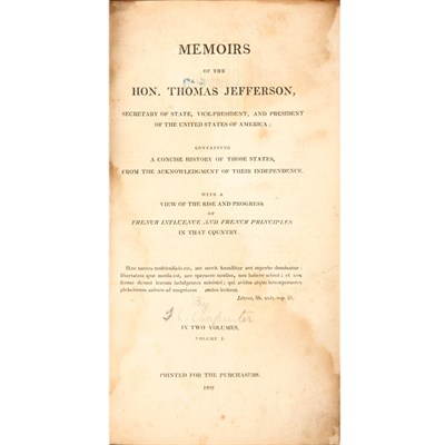 Lot 5 - [JEFFERSON, THOMAS -- CARPENTER, STEPHEN...