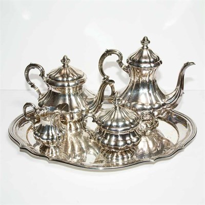 Lot 315 - Continental Silver Five-Piece Tea and Coffee...