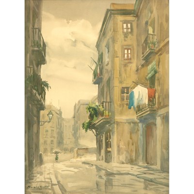 Lot 30 - Mariano Brunet Italian, 20th Century Rainy Day,...