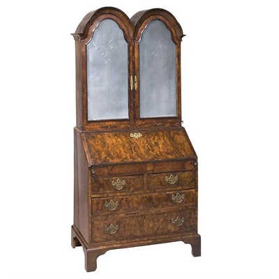 Lot 212 - George III Burl-Walnut Secretary Bookcase...