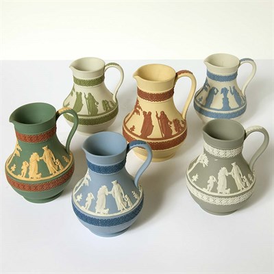 Lot 545 - Group of Six Wedgwood Jasperware Pitchers