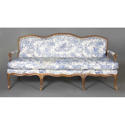 Lot 273 - Provincial Louis XV Walnut Canape The arched...
