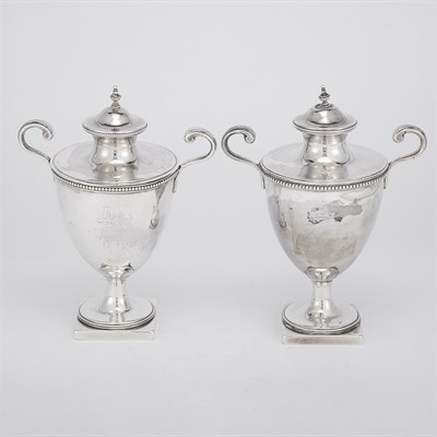 Lot 416 - Pair of George III Silver Covered Urns Robert...