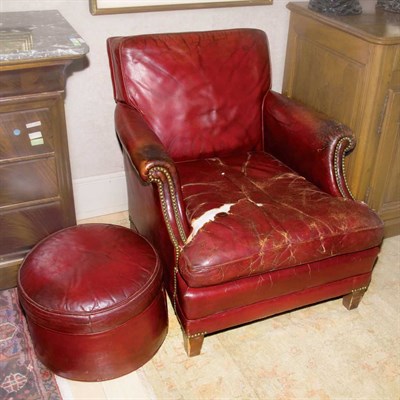 Lot 179 - Pair of Leather Upholstered Club Chairs and...