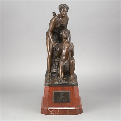 Lot 229 - French Bronze Group Of a classical maiden and...