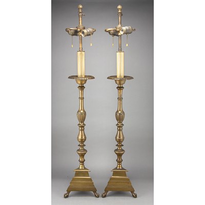 Lot 219 - Pair of Italian Baroque Style Brass Altar...