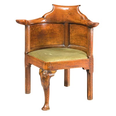 Lot 267 - George II Oak Corner Chair Probably Northern,...