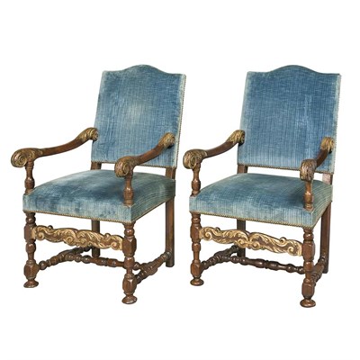 Lot 196 - Pair of Continental Baroque Parcel Gilt Walnut...