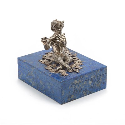 Lot 274 - Silver and Lapis Lazuli Veneered Trinket Box...